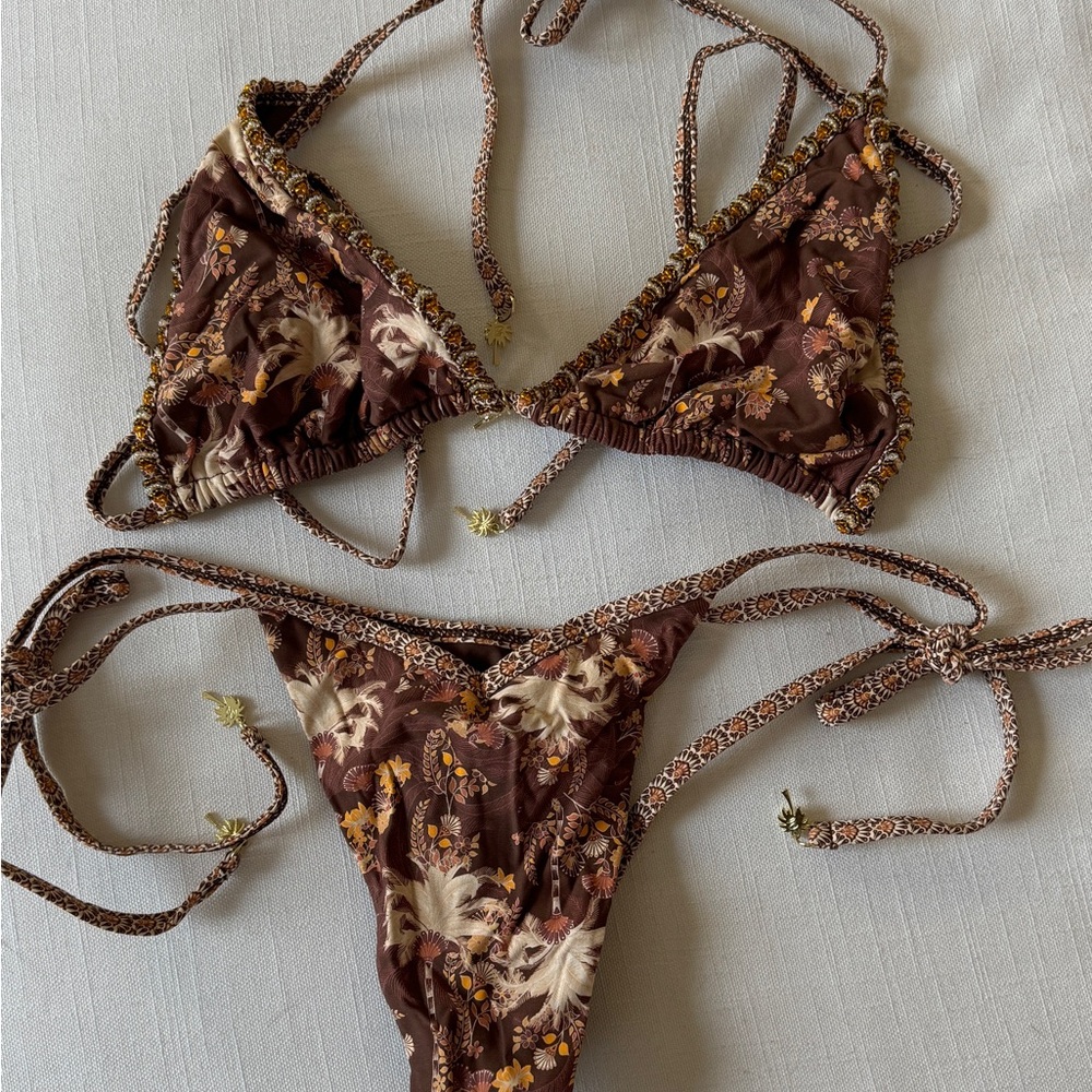 Floral Brown Bikini Set